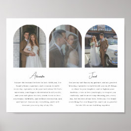 Minimalistische Hochzeitsgelübde Schrift 3-Foto-To Poster