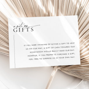 Minimalistische Hochzeitsgeschenke für eine Well-C Begleitkarte