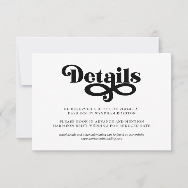 Minimalistische Hochzeitskarte | 70er Typografie (Vorderseite)