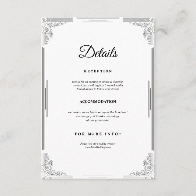 Minimalistische Hochzeitskarte Begleitkarte (Vorderseite)