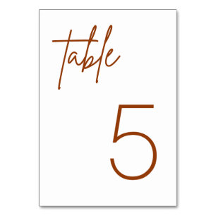 Minimalistische Hochzeitskarte für Burnt Orange Ru Tischnummer