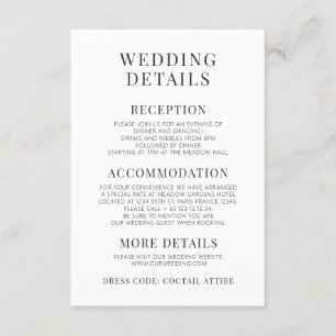 Minimalistische Hochzeitskarte für Schwarz-weiße B Begleitkarte