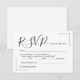 Minimalistische Hochzeitskarte mit überkreuzten Gr RSVP Karte