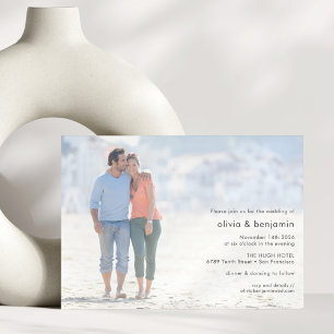 Minimalistische Hochzeitskarte mit vollem Paar-Fot Einladung