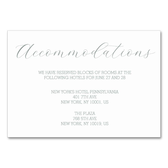 Minimalistische Hochzeitskarte Tischnummer (Vorderseite)