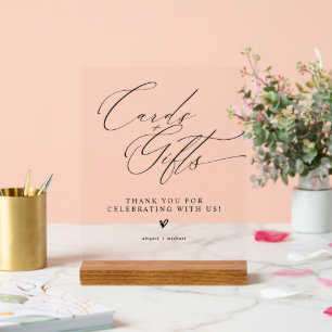 Minimalistische Hochzeitskarten- und Geschenke-Taf Acrylschild