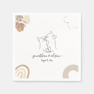 Minimalistische Hochzeitskätzchen Verlobung Serviette