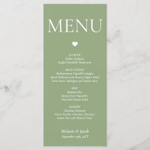 Minimalistische Hochzeitsmenükarte "Sage Green" Menükarte