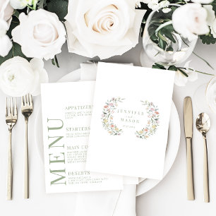 Minimalistische Hochzeitsmenükarten im Pastel Flor Begleitkarte
