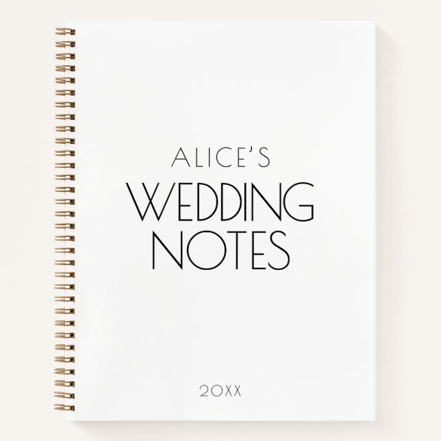 Minimalistische Hochzeitsnotizen Notizbuch (Vorderseite)