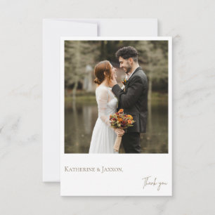 Minimalistische Hochzeitspaar-Foto-Dankeskarten Dankeskarte