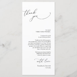 Minimalistische Hochzeitsplatteinstellung Dankesch Programm