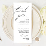 Minimalistische Hochzeitsplatteinstellung Dankesch Programm<br><div class="desc">Dies ist die moderne bearbeitbare Karte, in minimalistischem Skriptdesign, Schwarz-Weiß-Thema, Place Setting Dankeschön Karten. Teilen Sie die Liebe und zeigen Sie Ihre Wertschätzung für Ihre Gäste, wenn sie sich an ihren Sitz setzen und lesen Sie diese personalisierte charmante Dankeschön setzen Karte. Es ist eine wunderbare Art, Ihre Feier zu starten!...</div>