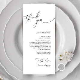 Minimalistische Hochzeitsplatteinstellung Dankesch Programm