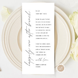 Minimalistische Hochzeitsplatteinstellung Dankesch Programm