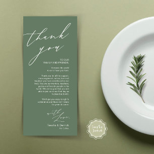 Minimalistische Hochzeitsplatteinstellung Dankesch Programm