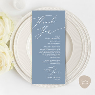 Minimalistische Hochzeitsplatteinstellung Dankesch Programm