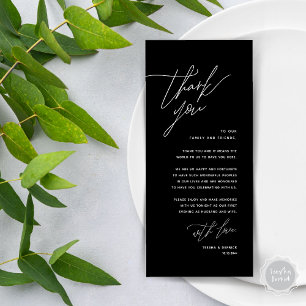 Minimalistische Hochzeitsplatteinstellung Dankesch Programm