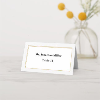Minimalistische Hochzeitsplatzkarte mit goldenem R Platzkarte