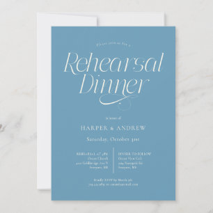 Minimalistische Hochzeitsprobe Abendessen Denim Bl Einladung