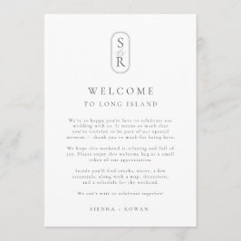 Minimalistische Hochzeitsprogrammkarte mit Monogra Dankeskarte