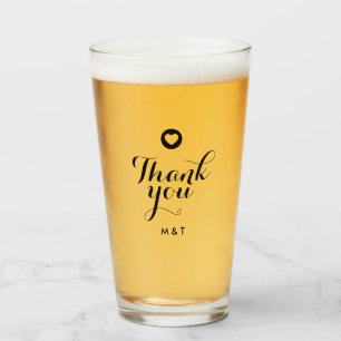 Minimalistische Hochzeitsschrift Danke Herz Monogr Glas