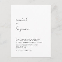 Minimalistische Hochzeitsschrift Moderne, einfache Postkarte
