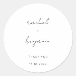 Minimalistische Hochzeitsschrift Moderne, einfache Runder Aufkleber