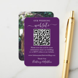 Minimalistische Hochzeitsseite Foto QR Lila Begleitkarte