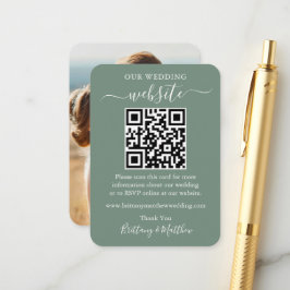 Minimalistische Hochzeitsseite Foto QR Seite Grün Begleitkarte