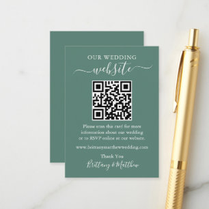 Minimalistische Hochzeitsseite QR Eukalyptus Green Begleitkarte