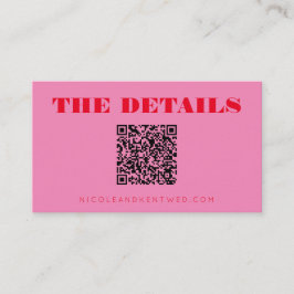 Minimalistische Hochzeitsseite - Rosa QR-Code Begleitkarte
