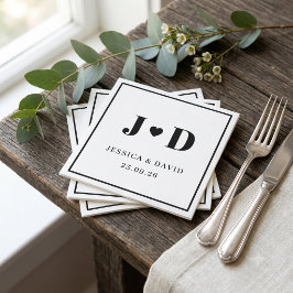 Minimalistische Hochzeitsservietten mit Monogramm  Serviette