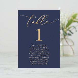Minimalistische Hochzeitssitze für Navy Blue & Gol Einladung