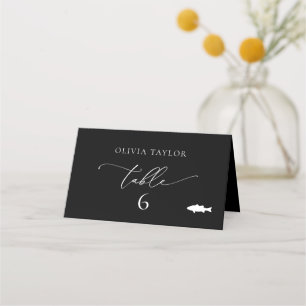 Minimalistische Hochzeitsszitat Fisch Schwarz und Platzkarte