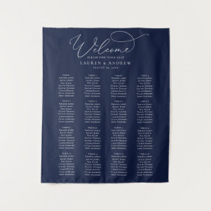 Minimalistische Hochzeitstabelle für Navy Blue Wandteppich