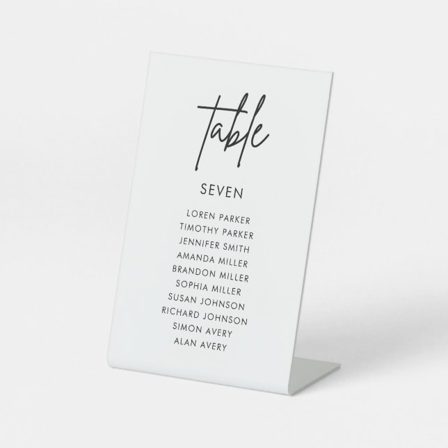 Minimalistische Hochzeitstabelle Sockelschild (Vorderseite)