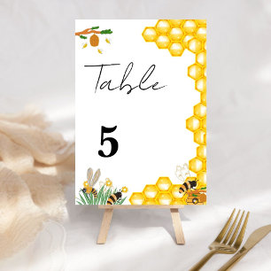 Minimalistische Hochzeitstisch Nummer Honigbiene Tischnummer