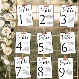 Minimalistische Hochzeitstisch-Nummer mit Gastname Tischnummer