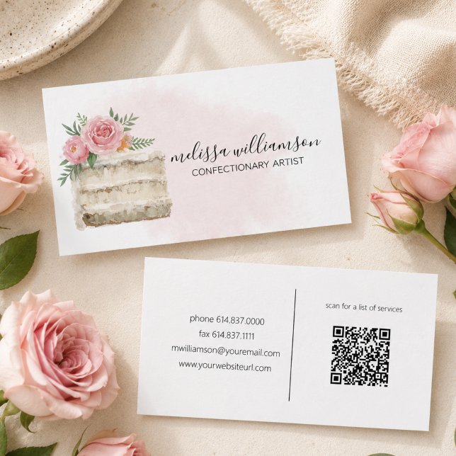 Minimalistische Hochzeitstorte mit QR-Code  Visitenkarte (Von Creator hochgeladen)