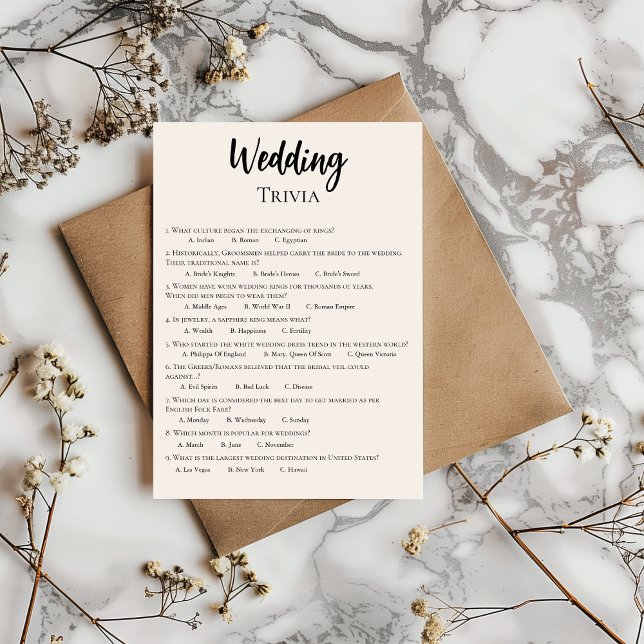 Minimalistische Hochzeitstrivia-Spielkarte Einladung (Von Creator hochgeladen)