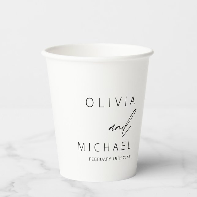 Minimalistische Hochzeitstypografie Pappbecher (Vorderseite)