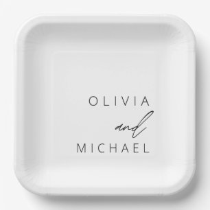 Minimalistische Hochzeitstypografie Pappteller