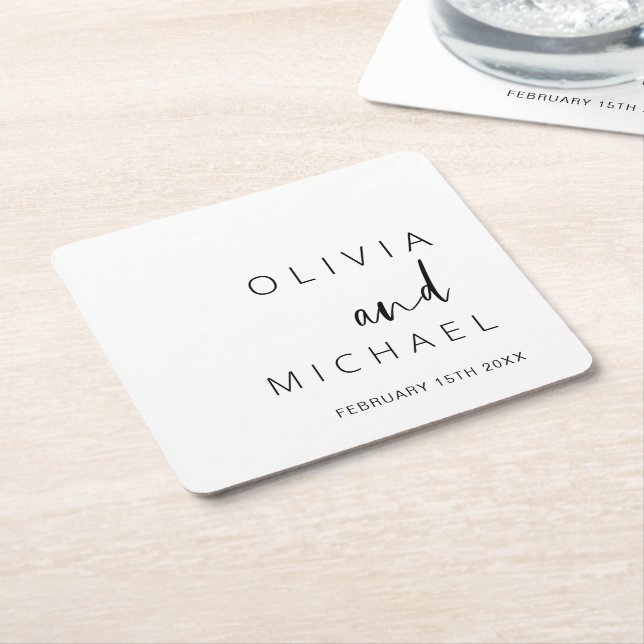 Minimalistische Hochzeitstypografie Rechteckiger Pappuntersetzer (angewinkelt)