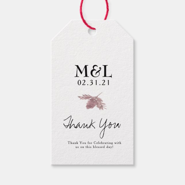 Minimalistische Hochzeitungs-Wasserfarbenleaf Spri Geschenkanhänger (Vorderseite)