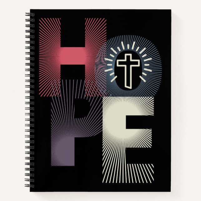 Minimalistische Hoffnung mit Kreuz Notizbuch (Vorderseite)