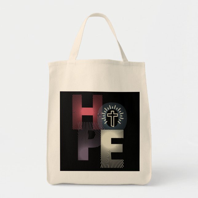 Minimalistische Hoffnung und Kreuz Tragetasche (Vorne)