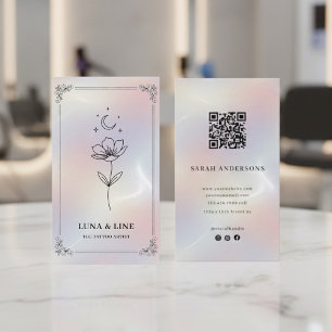 Minimalistische holografische Blumen-QR-Code-Vorla Visitenkarte
