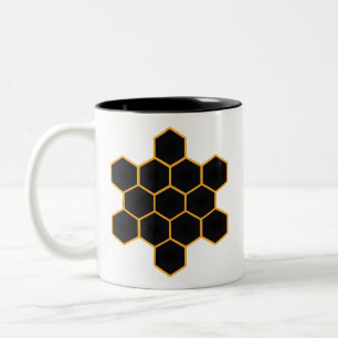 Minimalistische Honigwabenkunst Zweifarbige Tasse