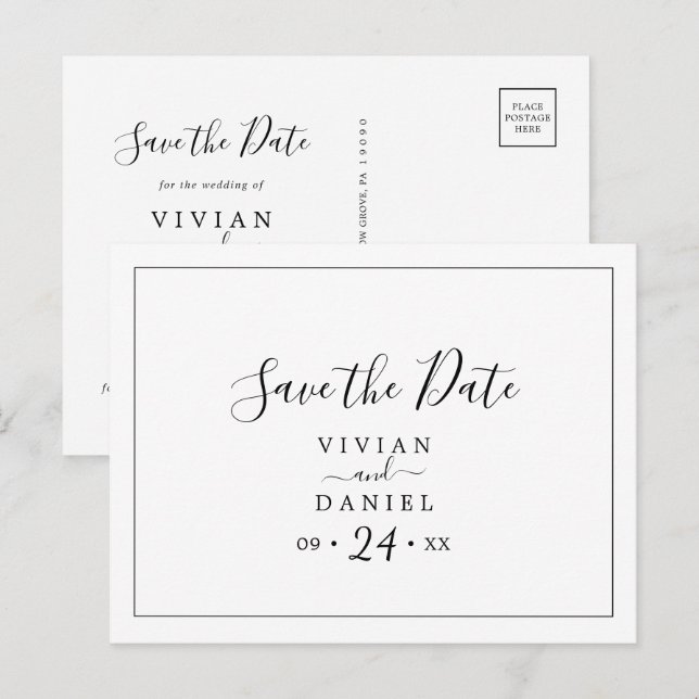 Minimalistische horizontale Save the Date Postkart Einladungspostkarte (Vorne/Hinten)